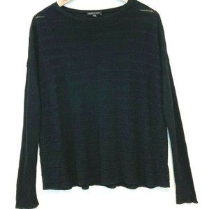EILEEN FISHER Open Knit Black Long Sleeve Casual Top  EUC